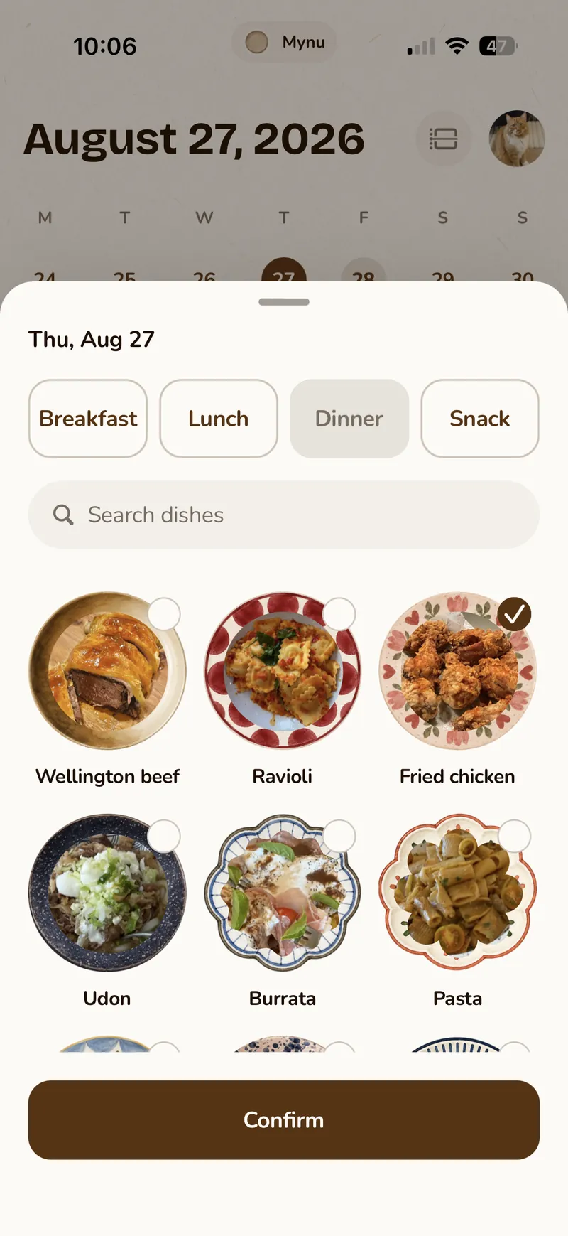 Plan a meal — breakfast, lunch, dinner or snack