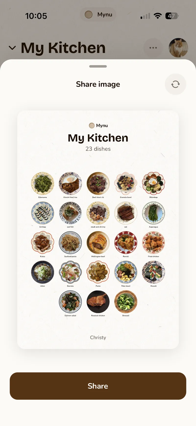 Share your menu as an image card