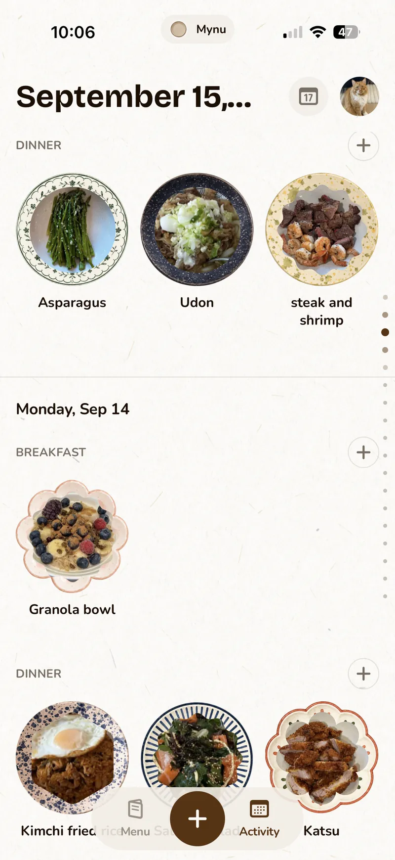 Timeline of the meals you've cooked